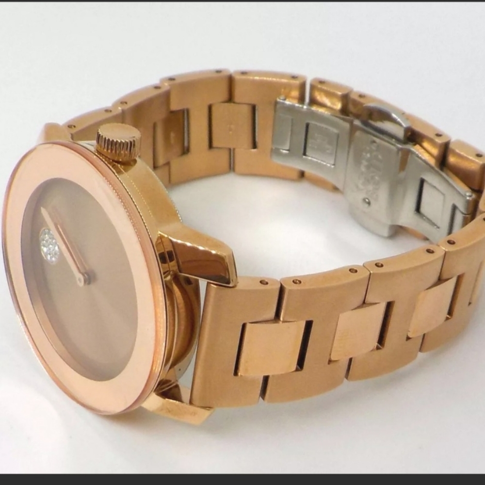 **SOLD** MOVADO BOLD 3600086 Rose Gold Stainless Steel Crystal Dot Ladies Watch - Picture 6 of 13
